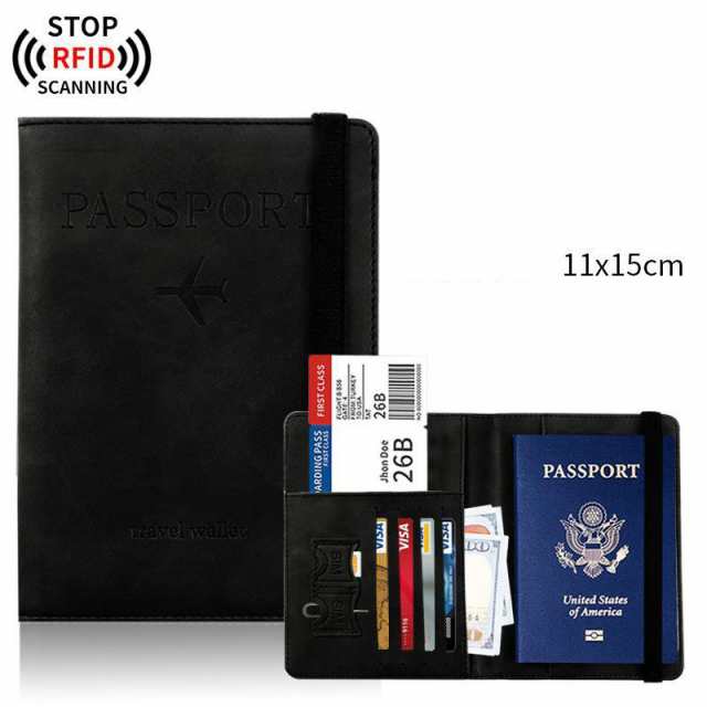 送料無料 パスポートケース スキミング防止 パスポートカバー セキュリティポーチ カード入れ カードケース ゴムバンド付き スキミング